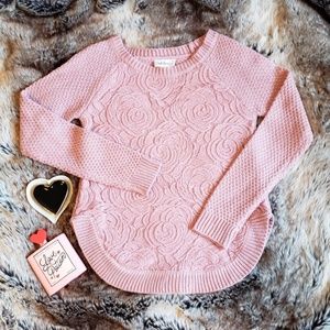 Floral Lace Overlaying Knitted Sweater